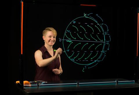 Person writing on board